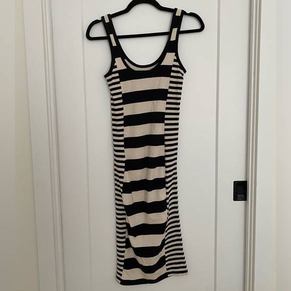 French Connection Black and Cream Striped Dress - Picture 2 of 2